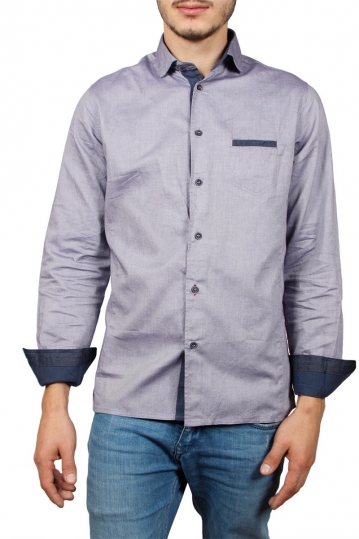 Men's slim fit long sleeve shirt purple