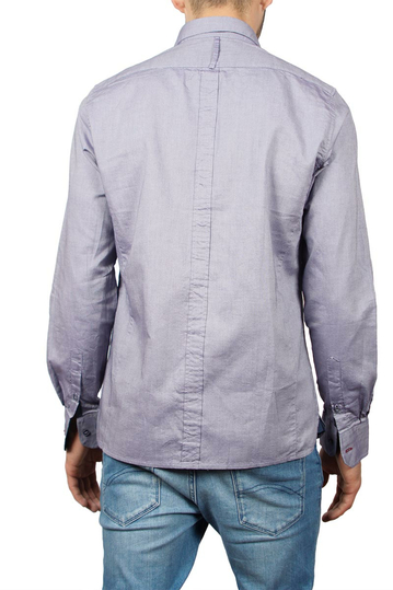 Ανδρικό slim fit μακρυμάνικο πουκάμισο μωβ