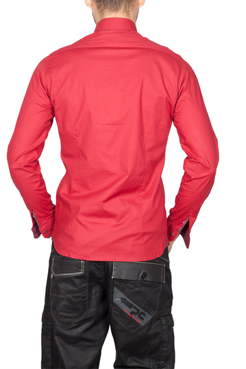 Ανδρικό slim fit μακρυμάνικο πουκάμισο κόκκινο