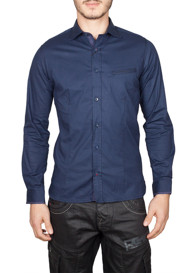 Men's long sleeved slim fit shirt navy