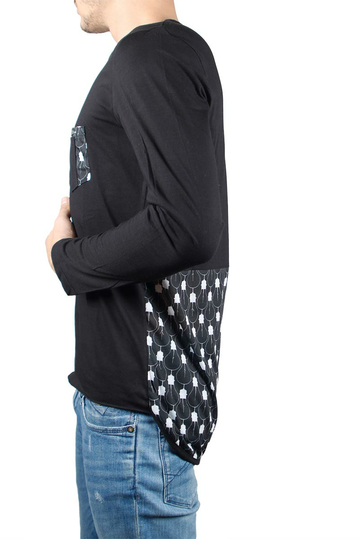 Ανδρική μακρυμάνικη μπλούζα μαύρη με τσεπάκι