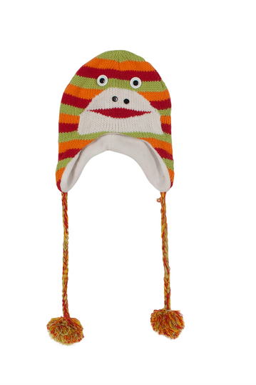 Monkey striped knitted beanie