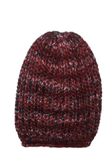 Knitted beanie bordeaux marl