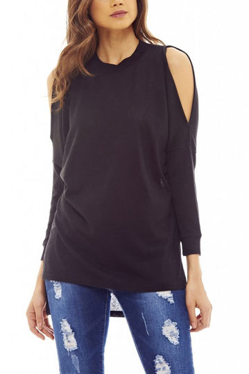 Split sleeve knitted top black