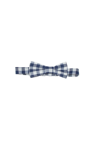 Cotton checkered bow tie blue-white