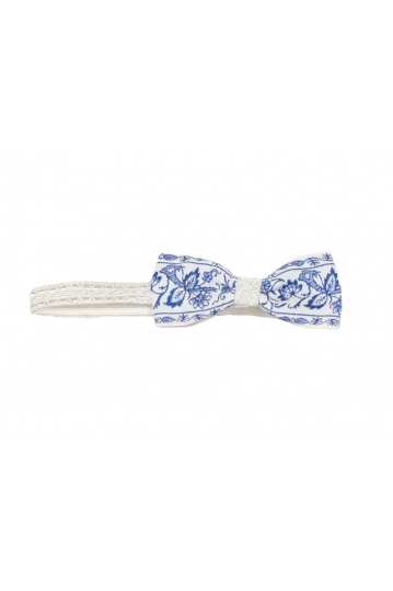 Textured bow tie white-blue