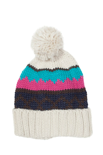 Tricolor pom pom beanie