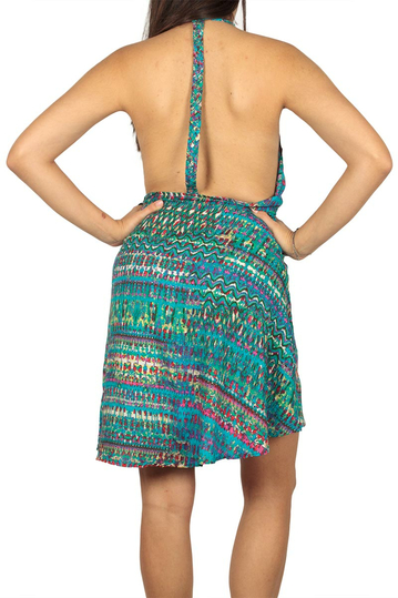 Loose fit backless dress with abstract print