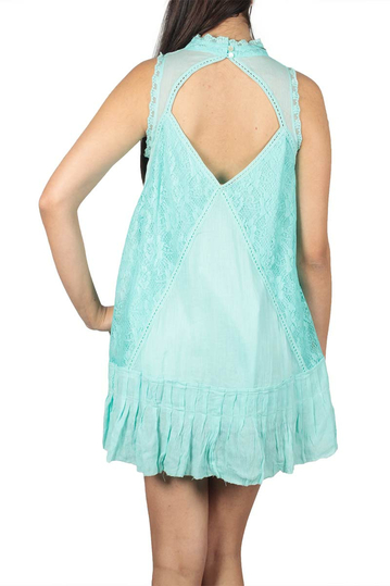 Free People Angel αμάνικο μίνι φόρεμα δαντέλα βεραμάν