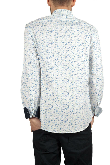 Ανδρικό πουκάμισο Missone λευκό με μπλέ λουλούδια
