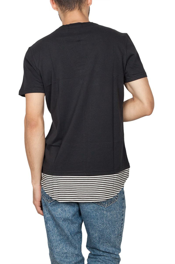 Oyet longline T-shirt μαύρο με ριγέ πρόσθετο