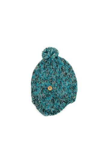 Earflap pom beanie blue marl