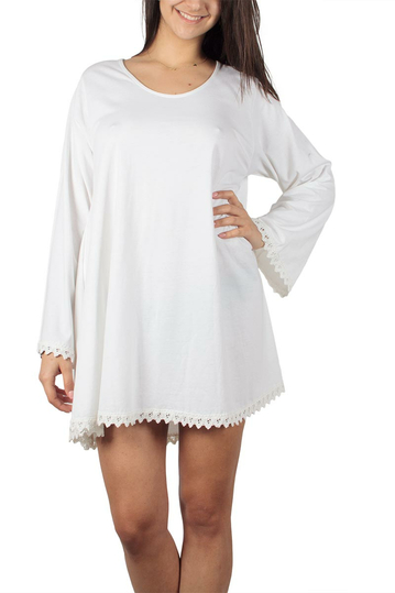 Rag lace detail A-line dress white