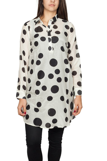 Soft Rebels Uma long shirt ecru with black dots