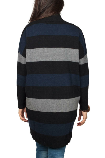 Soft Rebels Kira μακριά πλεκτή ζακέτα μαύρο-μπλε-γκρι