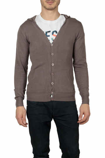 Hooded cardigan light brown