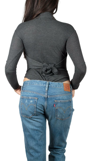 Daisy Street long sleeve high neck bodysuit grey