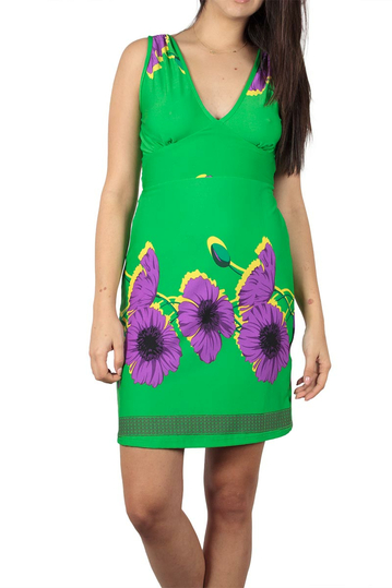 Smashed lemon sleeveless mini dress green