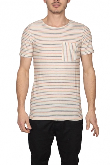 Anerkjendt Mason striped pocket t-shirt papyrus