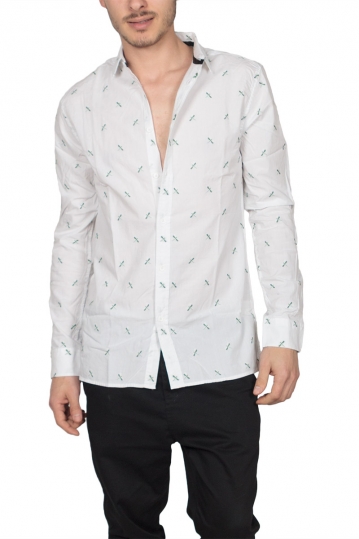 Anerkjendt πουκάμισο Louis λευκό με κεντημένα κουνούπια