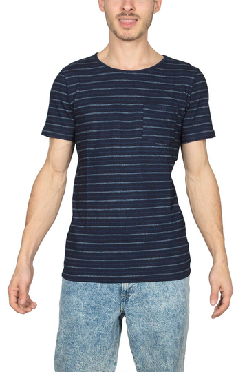 Anerkjendt March striped pocket t-shirt dark blue