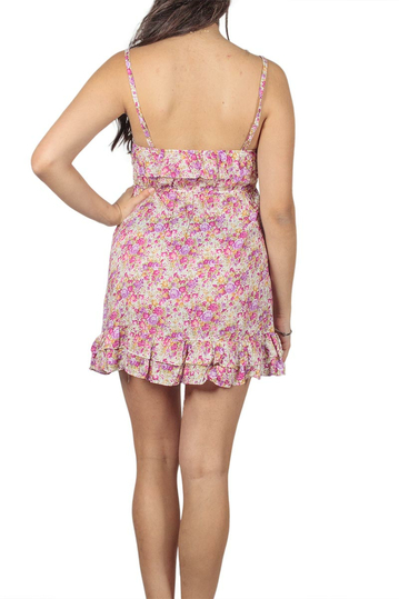 Super mini ruffle dress pink floral