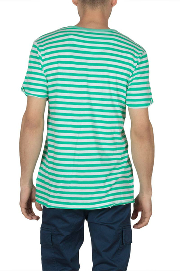 Ανδρική ριγέ μπλούζα πράσινο-λευκό με κουμπιά