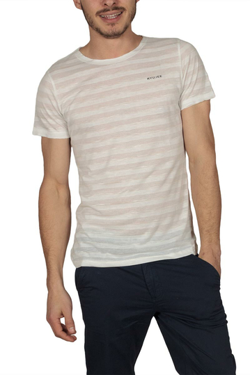 Ryujee men's striped T-shirt cream melange