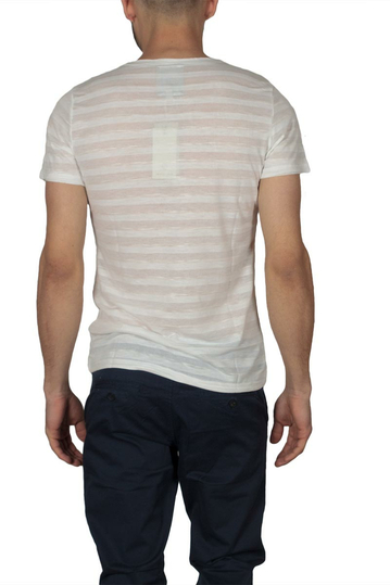 Ryujee ανδρικό ριγέ T-shirt κρεμ μελανζέ