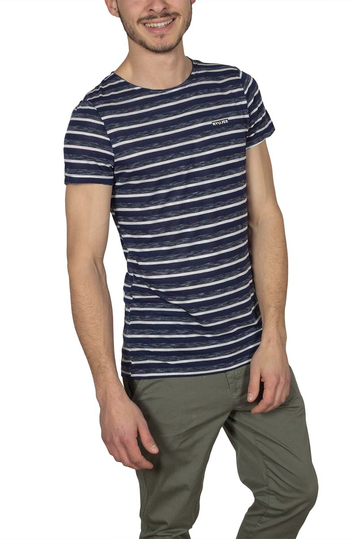 Ryujee men's striped T-shirt blue melange