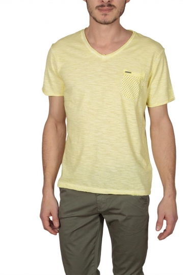 Ryujee ανδρικό T-shirt κίτρινο με τσεπάκι
