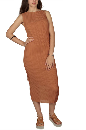 Soft Rebels Signe plisse layer dress mocca