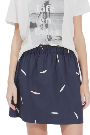 Thinking Mu Brush big mini skirt blue