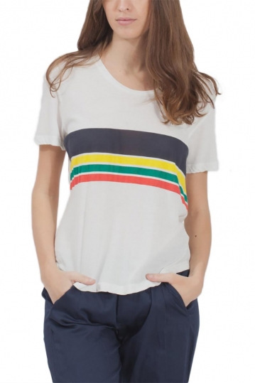 Thinking Mu Colors stripes γυναικείο T-shirt ημίλευκο