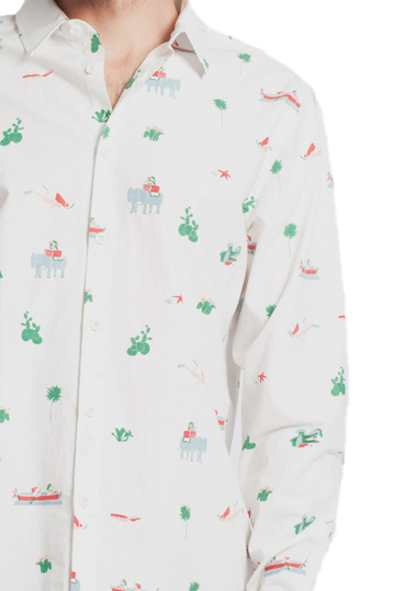 Thinking Mu Exotic πουκάμισο ημίλευκο