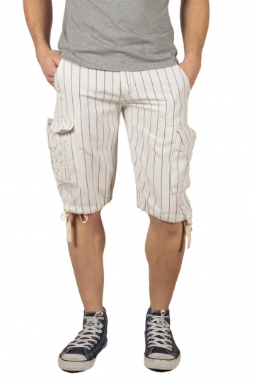 Men's cargo striped shorts white