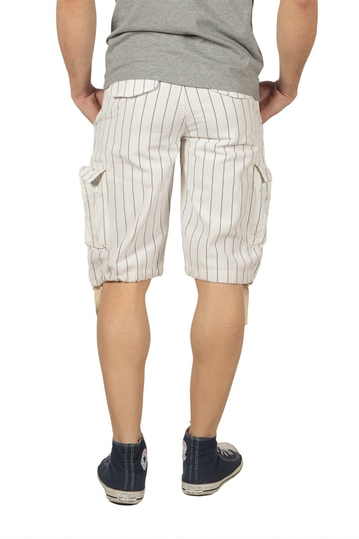 Ανδρική cargo βερμούδα ριγέ λευκή
