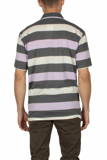 Ανδρική ριγέ oversized πόλο μπλούζα γκρι-λιλά