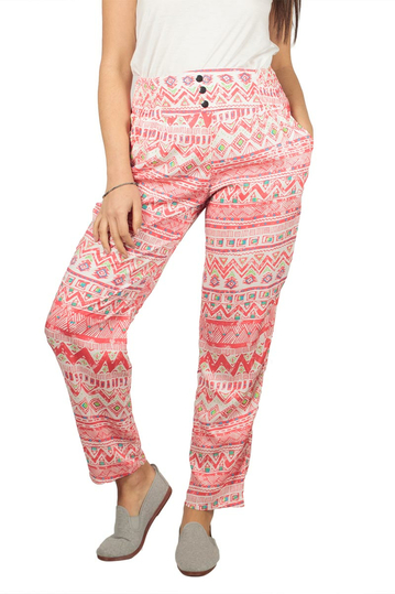 Women's ethnic print pants red