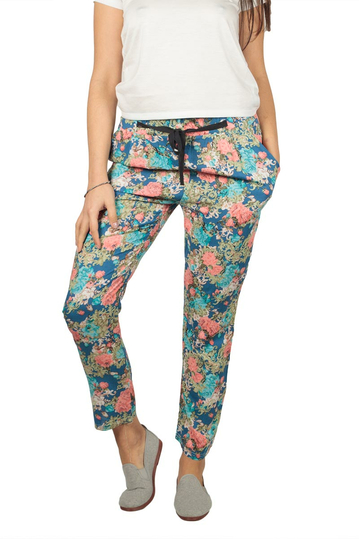 Women's cigarette trousers with retro print