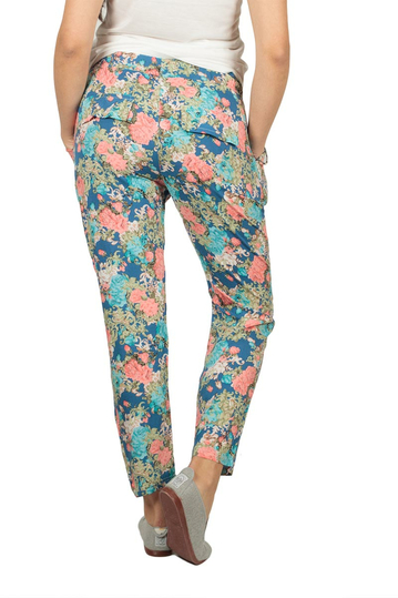 Women's cigarette trousers with retro print