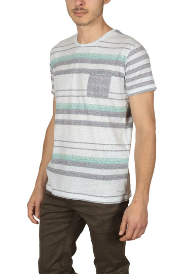 LTB Tohemi men's striped t-shirt white-grey-green