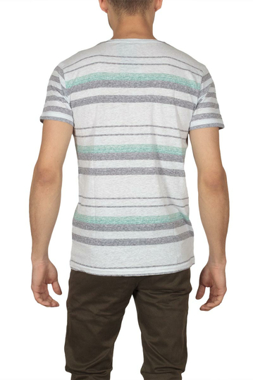 LTB Tohemi ανδρικό t-shirt ριγέ λευκό-γκρι-πράσινο