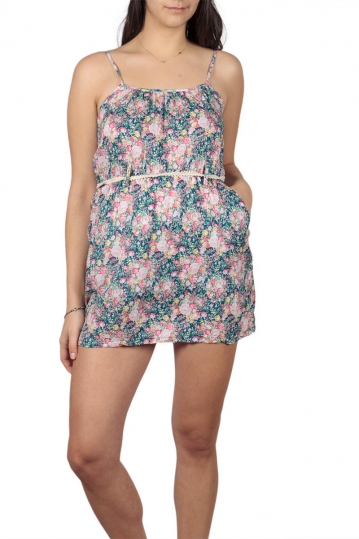 Mini strap dress floral with pockets