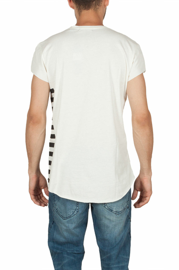 Oyet ανδρικό T-shirt εκρού με ρίγες στο πλάϊ