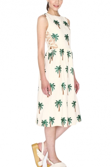 Pepaloves Palms κρεμ φόρεμα με κορδόνια στο πλάϊ