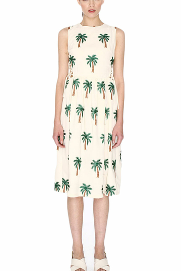 Pepaloves Palms lace-up side dress