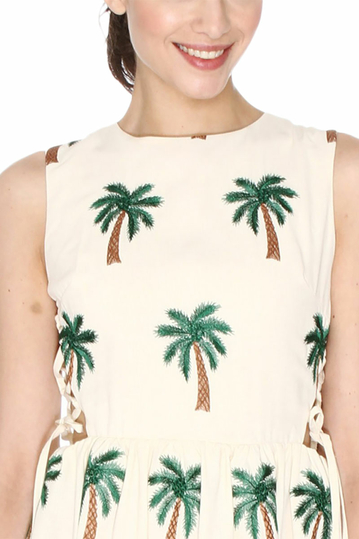 Pepaloves Palms lace-up side dress