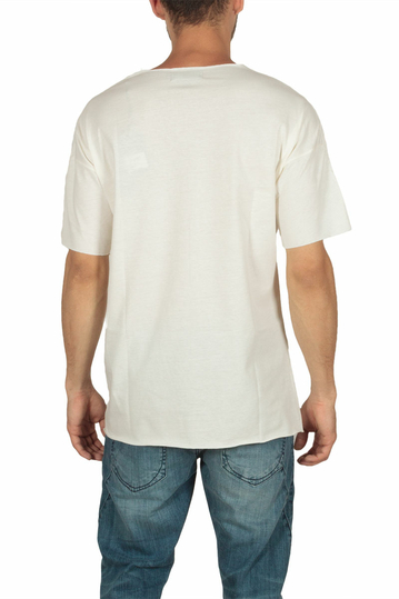 Oyet ανδρικό ασύμμετρο T-shirt εκρού