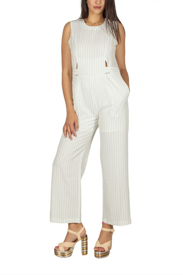 Ryujee Odile striped jumpsuit white